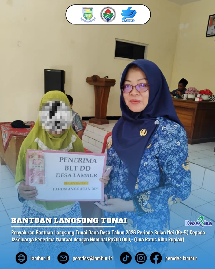 Pemerintah Desa Lambur Salurkan BLT Dana Desa Tahun 2026 Periode Mei kepada 12 KPM